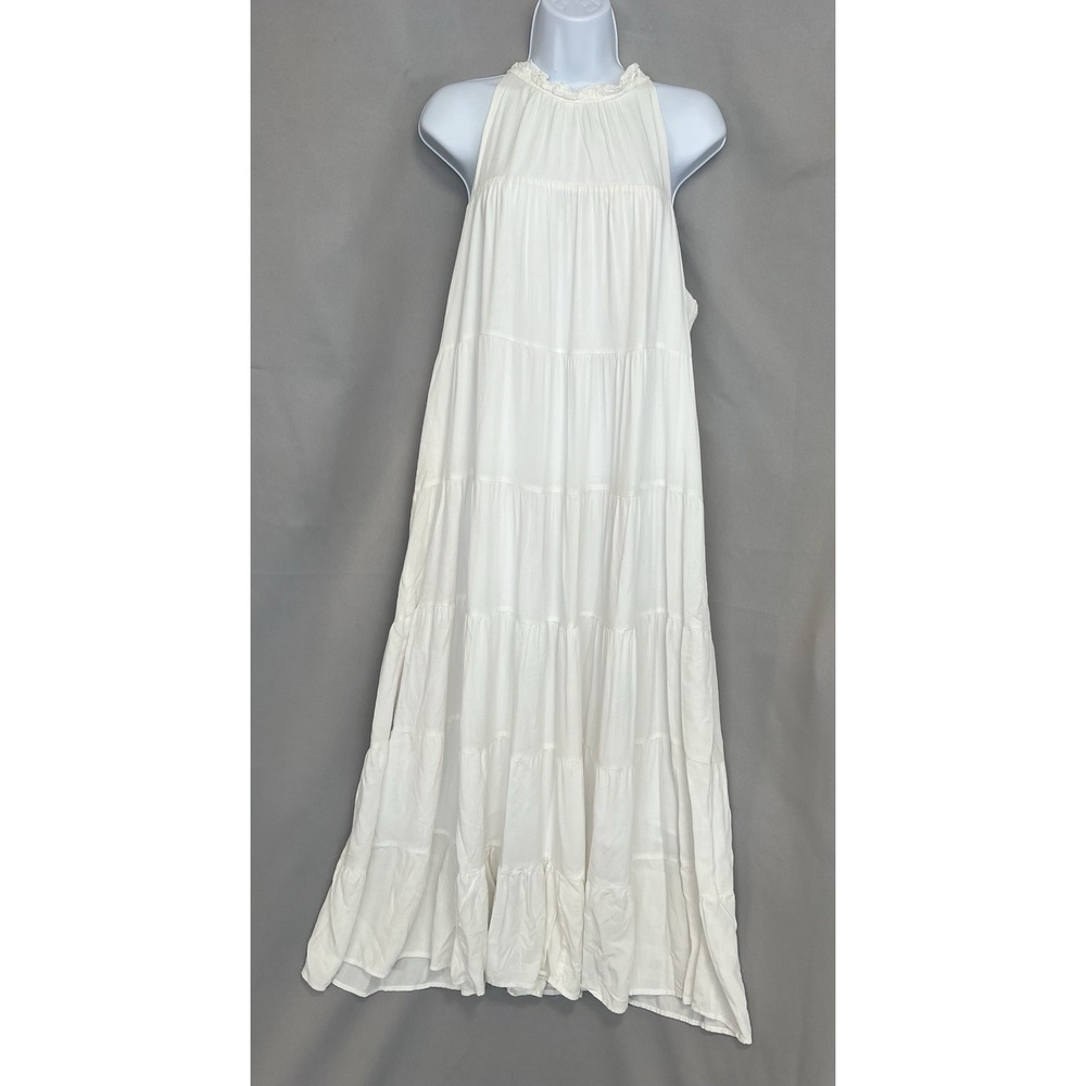 Haeof Womens Maxi Dress Layered Sz XL White Sleeveless